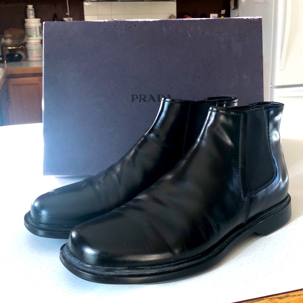 Prada Leather Chelsea Boots